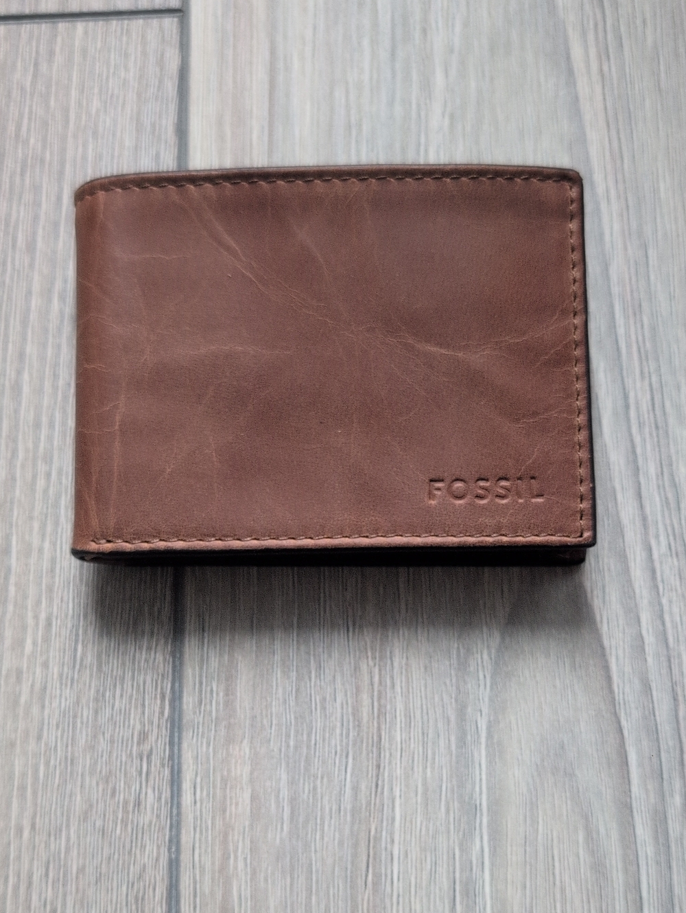Fossil Brown Leather Wallet with Stitched Edge